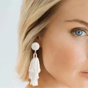 Panacea White Beaded Tassel Earrings Nordstrom $55 NWT